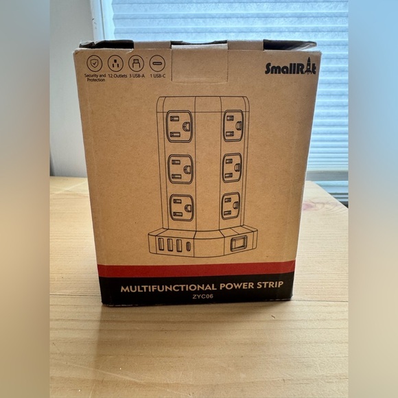 SMALLRT Tower Power Bar Surge Protector & Amp 12 Outlets 4 USB Ports Desk Charge - Picture 2 of 8